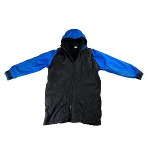 Mens Parka Jacket Size M OS Systems Blue Black Water Resistant Fleece Lined USA